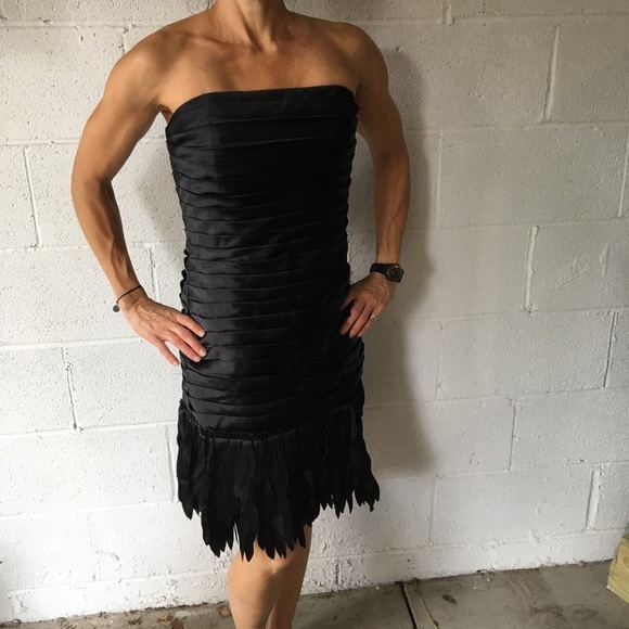 Black Silk Fringe Dress - Picture 2 of 8